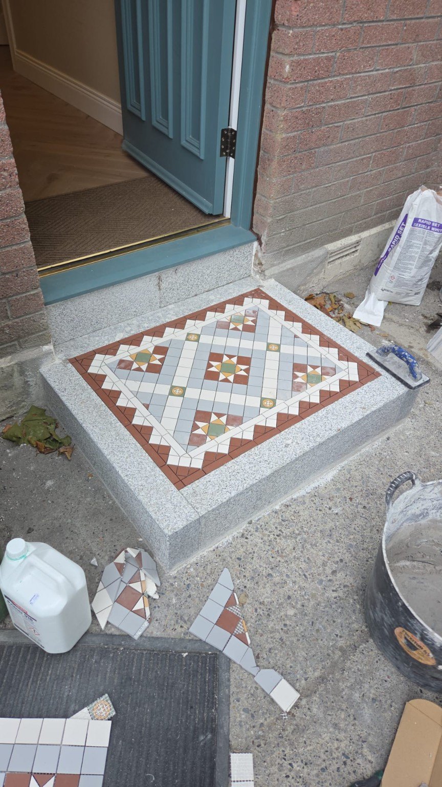 Decorative tiled entrance step